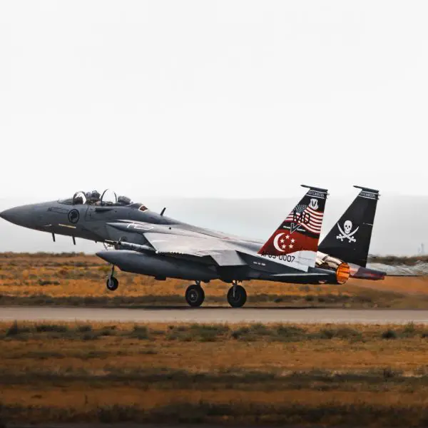 The F-15SG sat at the center of the arrangement and served as a multirole air-to-air and air-to-surface platform.