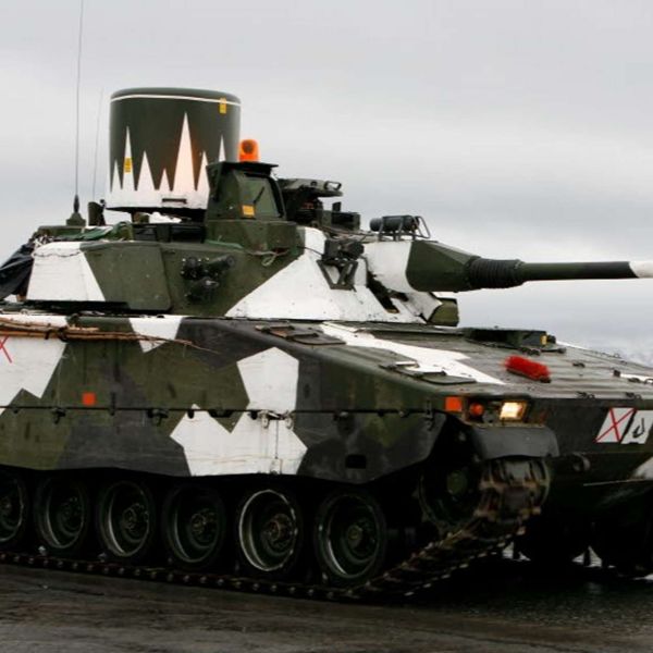 The Lvkv 9040 is a Swedish self-propelled anti-aircraft gun based on the CV90 infantry fighting vehicle, armed with a 40 mm Bofors cannon and advanced radar for targeting low-flying aircraft and drones (Picture Source: Swedish MoD)