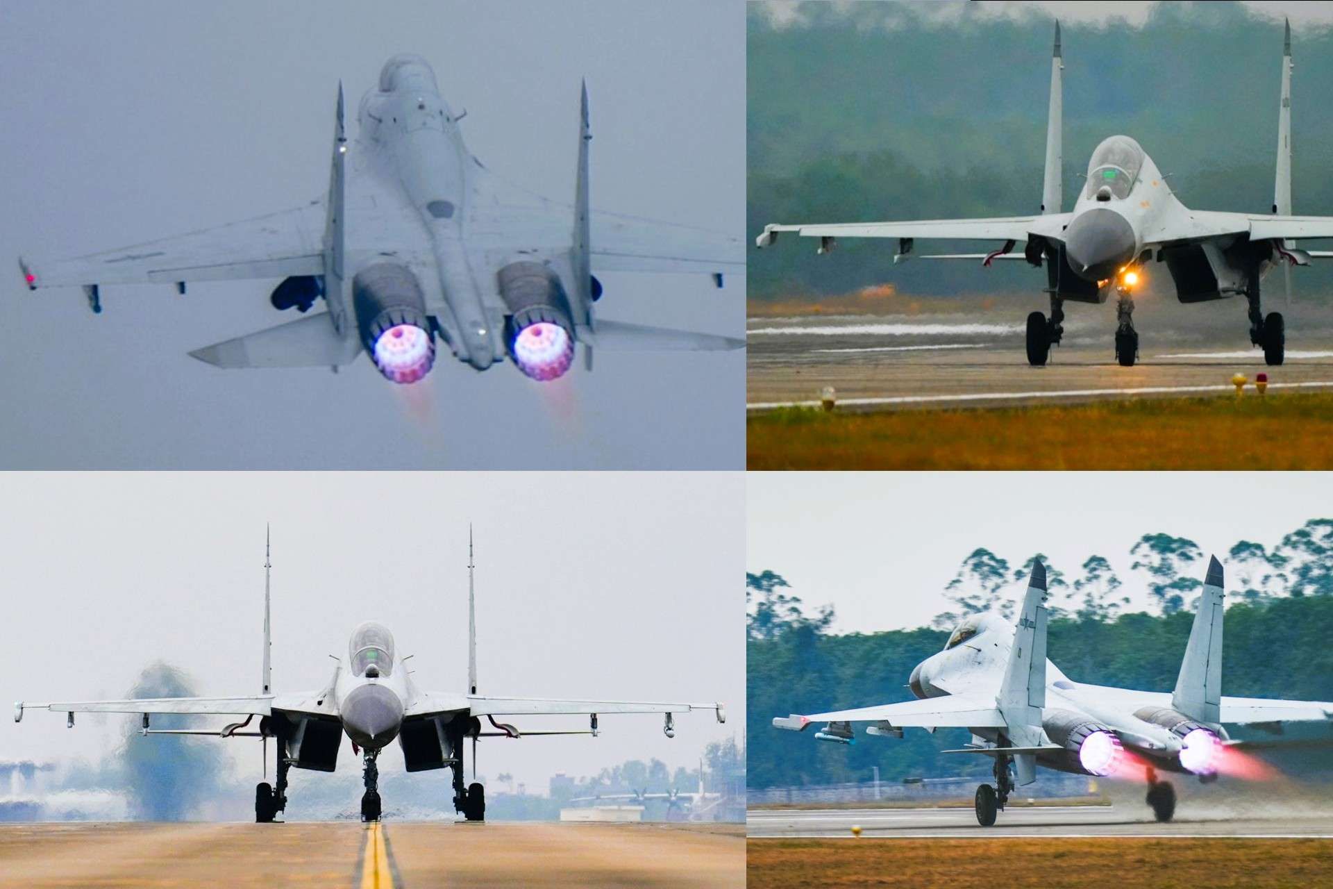 China’s PLA Navy has released new imagery showing J-11BSH twin-seat fighters conducting intensive long-range maritime training under the Southern Theater Command in the South China Sea (Picture Source: China Military Online)