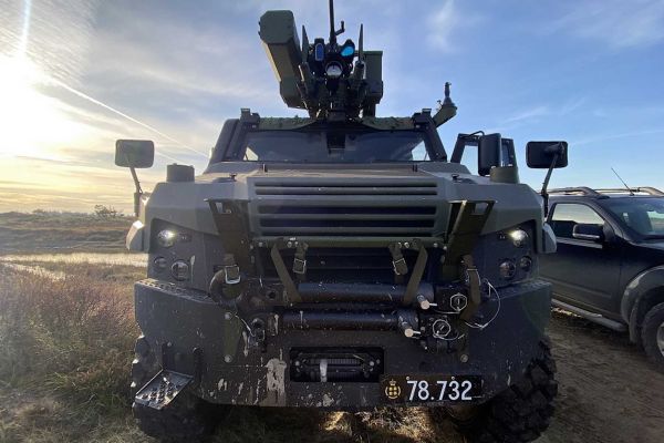Denmark has completed the first integrated live firing of the Spike LR2 missile from the Eagle V armored patrol vehicle during a test conducted at Oksbøl in November 2025. (Picture source: Danish MoD)