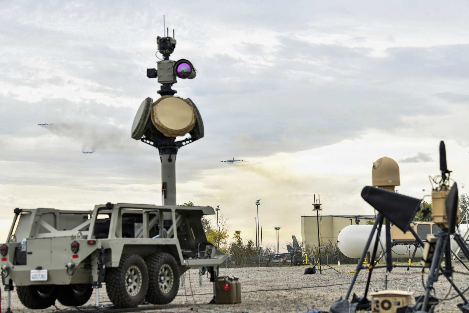 The U.S. Northern Command's Counter-small Unmanned Aerial System (C-sUAS) fly-away kit is pictured during a rapid deployment to a North Dakota base, where operators took part in an exercise showcasing the command’s ability to swiftly support installation commanders facing drone incursions.