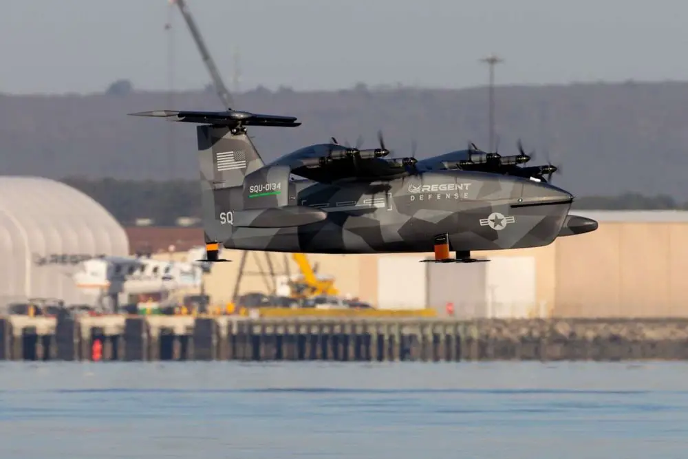 REGENT’s Squire autonomous seaglider completes its first flight, showcasing a low-signature platform for high-speed littoral ISR, logistics, search and rescue, and ASW support without traditional infrastructure (Picture source: REGENT).