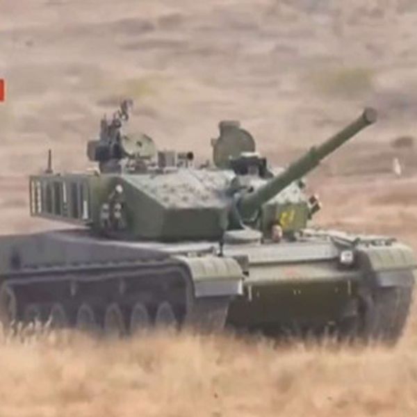 Type 99B is China’s latest heavy tank, combining a 125mm gun with upgraded sensors, networking, and survivability for faster all-weather combat, including high altitude operations (Picture source: Chinese TV).