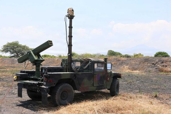 A U.S. Army VAMPIRE counter-unmanned aerial vehicle system mounted on a vehicle, operated by Bravo Battery, 1st Battalion, 51st Air Defense Artillery Regiment, 7th Infantry Division under Multi-Domain Command–Pacific, is positioned during Exercise Balikatan 2026 at Naval Station Leovigildo Gantioqui, Philippines, April 26, 2026.