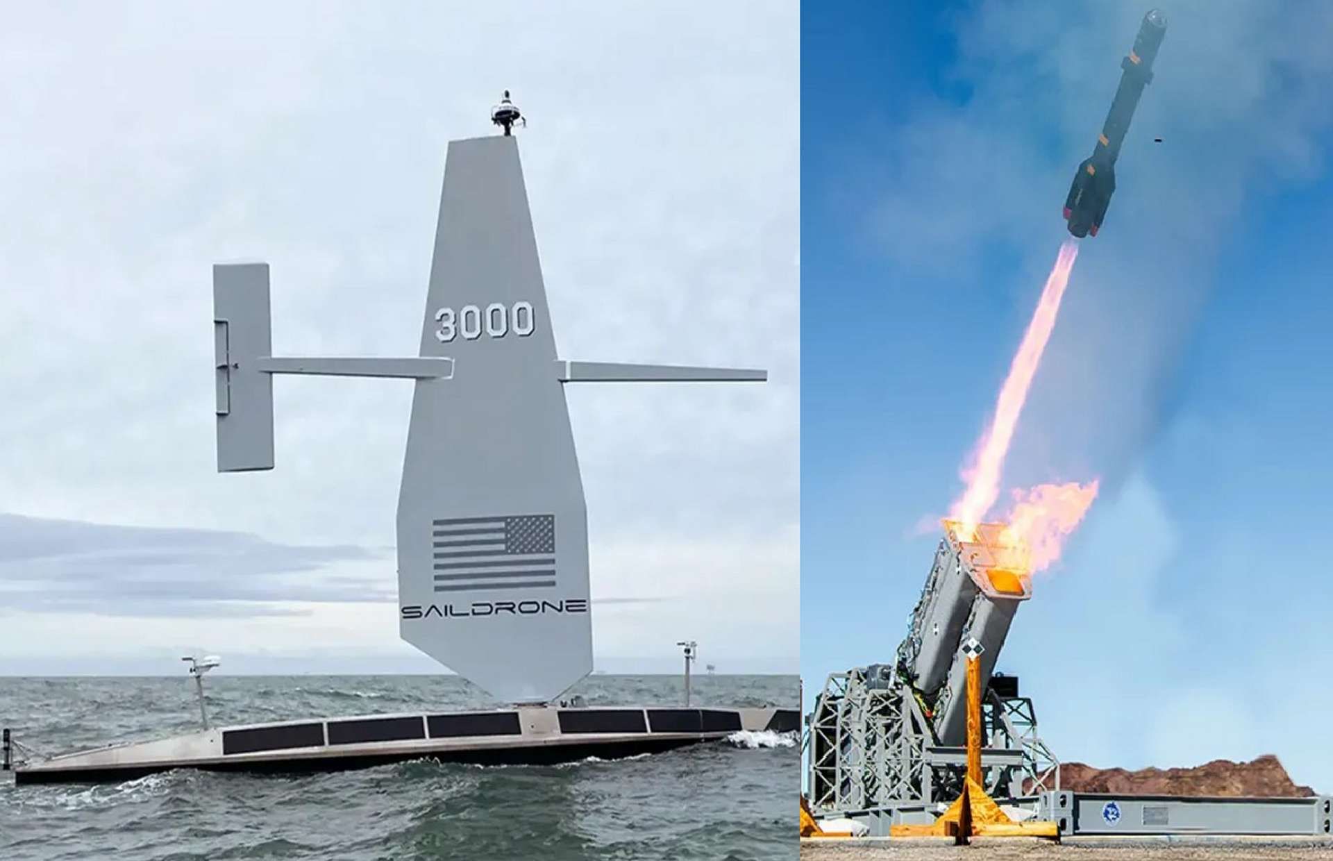 Saildrone Surveyor, backed by $50M from Lockheed, shifts from mapper to armed USV with missiles and an ASW towed array (Picture source: Saildrone/Lockheed Martin).