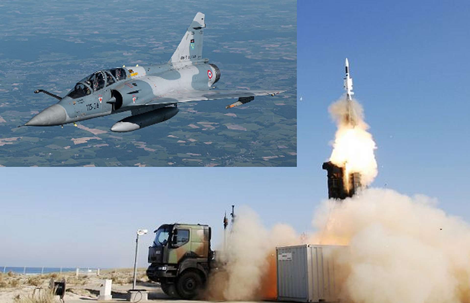 French Aster 30 surface-to-air missiles and Mirage 2000-5 fighters boost Ukraine’s air defense. The Asters, launched from SAMP/T Mamba systems, intercept high-speed missiles and aircraft up to 150 km away, while the Mirage jets equipped with MICA missiles enhance quick-reaction interception of drones and cruise missiles (Picture source: MBDA and Dassault Aviation).