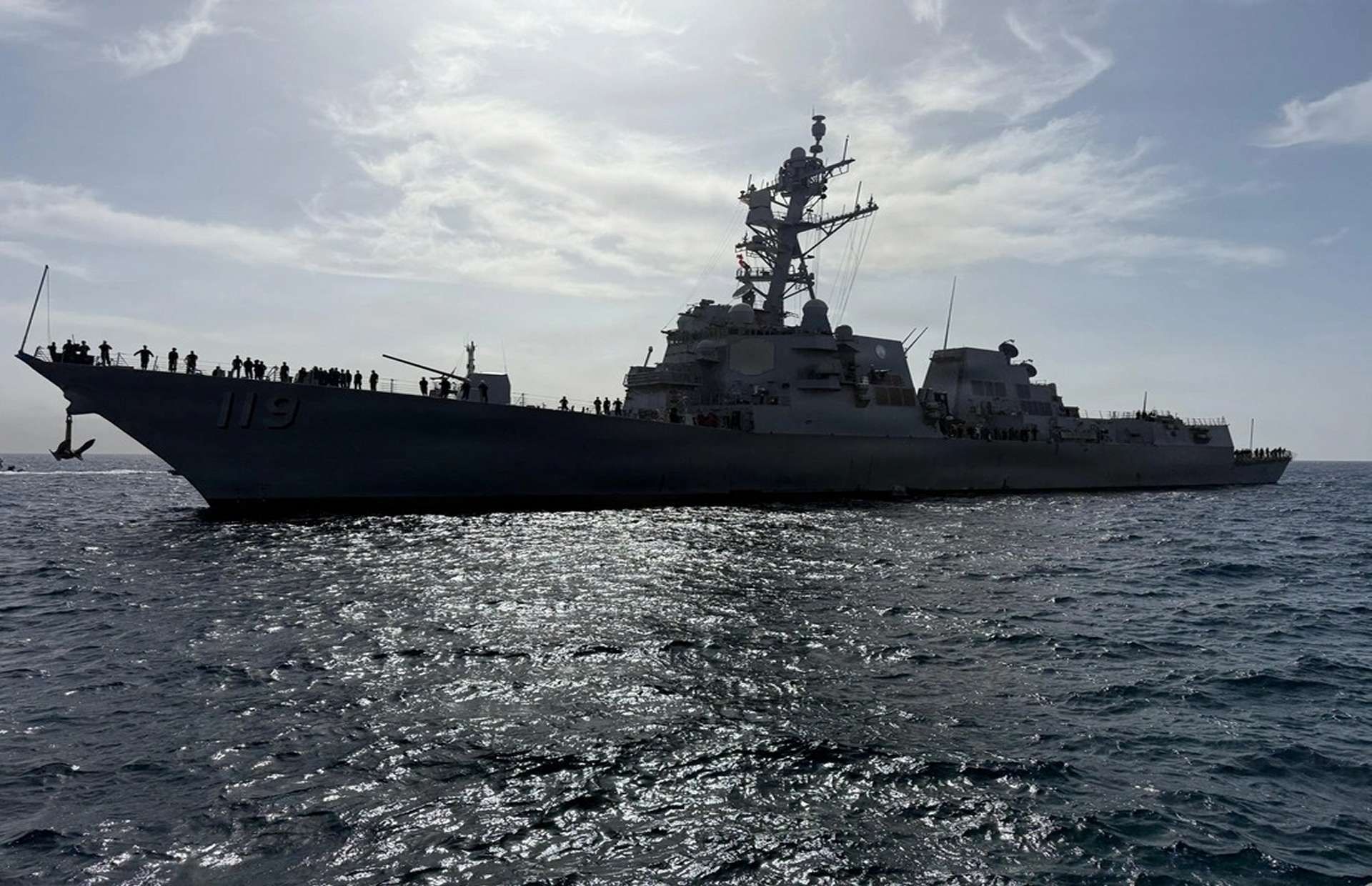 USS Delbert D. Black (DDG 119) is an Aegis-equipped Arleigh Burke-class destroyer with a 96-cell VLS for missiles, advanced air and missile defense, strike capability, and MH-60R helicopters for anti-submarine and surface warfare (Picture source: U.S. DoW).