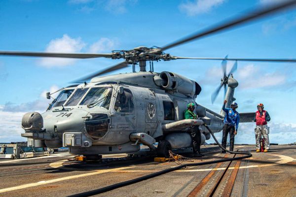 The MH-60R Seahawk is an American multi-mission naval helicopter designed for anti-submarine warfare, surface strike, and maritime surveillance. (Picture source: US Navy)