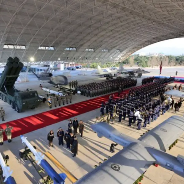 North Korea’s Kalma Airbase ceremony again showcased the Saebyeol-4 and Saebyeol-9 drones, copycat Global Hawk and Reaper-style UAVs now central to its air posture.