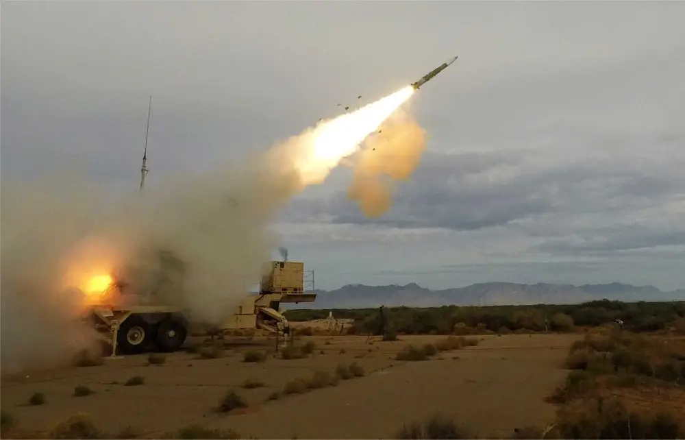 PATRIOT GEM-T missile: an upgraded interceptor designed to destroy cruise missiles, drones, and tactical ballistic missiles using enhanced guidance and proximity-fuze detonation for greater effectiveness against maneuvering and low-signature threats.