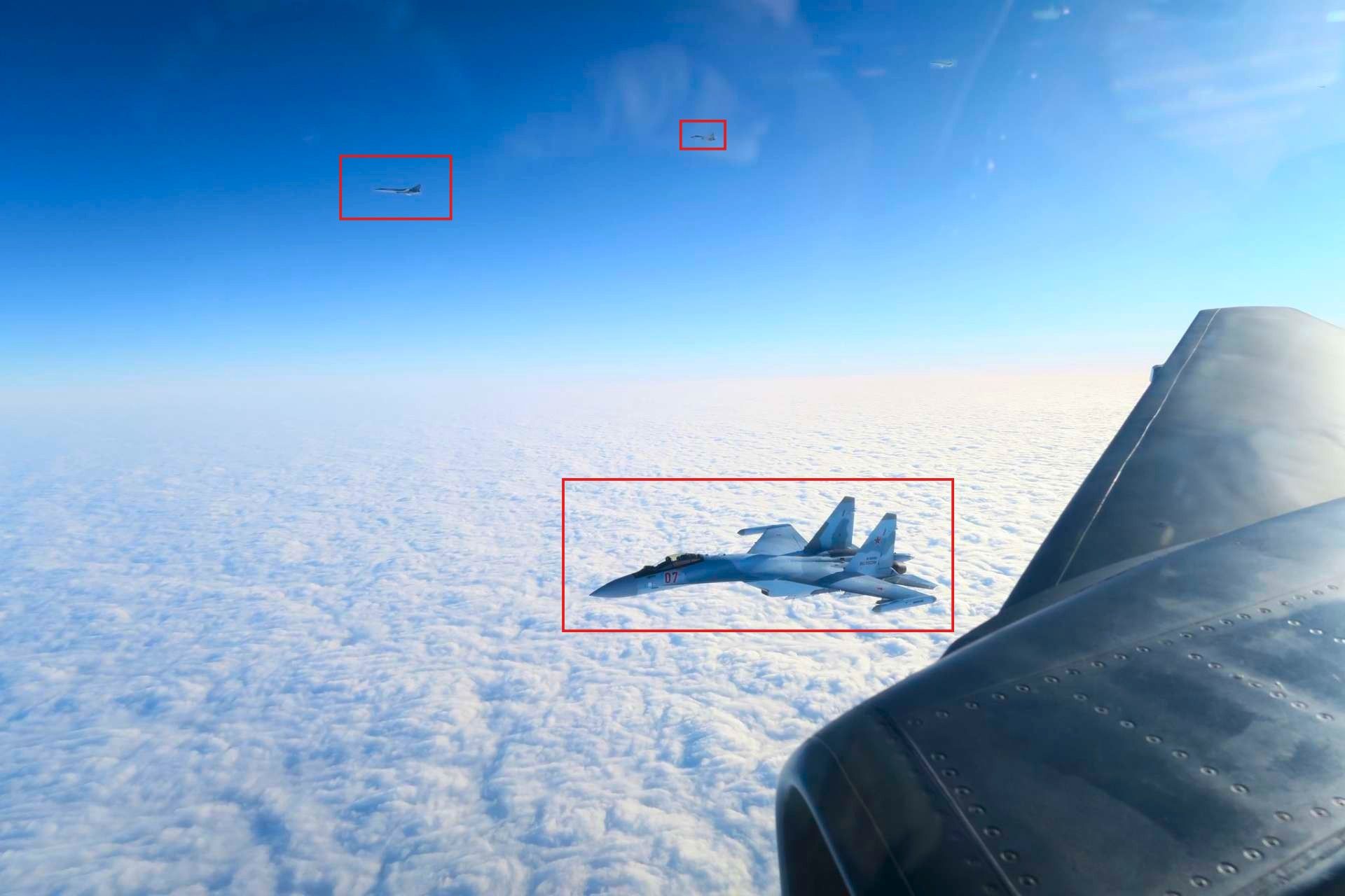 Swedish Gripen fighters were scrambled on quick reaction alert to intercept and identify a Russian Tu-22M bomber escorted by Su-35S fighters flying in international airspace over the Baltic Sea (Picture Source: Swedish Air Force)