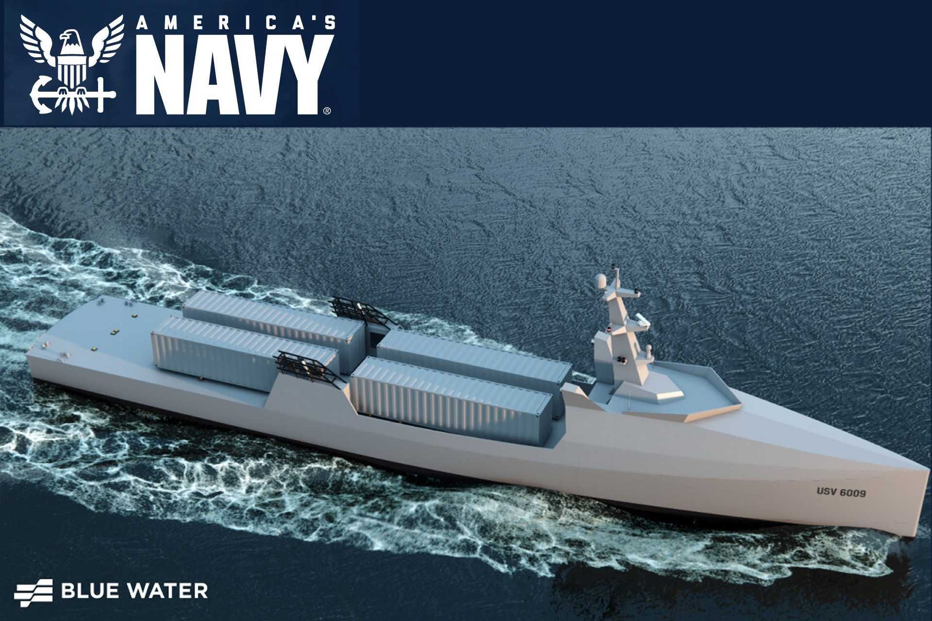 Liberty Class is a 190-foot (57.9 m) autonomous surface vessel developed by U.S. company Blue Water Autonomy for the U.S. Navy, featuring a Damen Stan Patrol 6009 hull with Axe Bow design, over 10,000 nautical miles of range, and more than 150 metric tons of modular payload capacity for missile, sensor, and logistics missions.