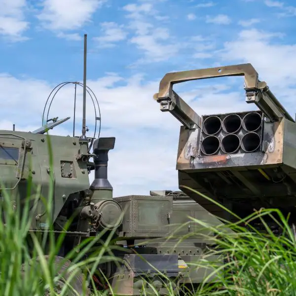A High Mobility Artillery Rocket System (HIMARS) from the 3rd Battalion, 12th Marine Regiment, 3rd Marine Division, is positioned in firing configuration during a training demonstration at the East Fuji Maneuver Area near Camp Fuji, Japan, on May 20, 2026. (Picture source: US DoD)