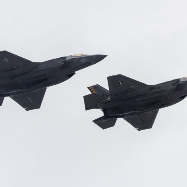 U.S. Marine Corps pilots with VMFA-542 prepared to land F-35B Lightning IIs at MCAS Cherry Point, North Carolina, on Oct. 8, 2025.
