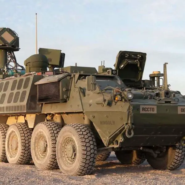 Mounted on a Stryker M-SHORAD vehicle, the U.S. Army’s 50 kW class high-energy laser is designed to engage and destroy small drones, loitering munitions, and select rocket and mortar threats at the speed of light, providing a low-cost, deep-magazine air defense option for maneuver units (Picture source: U.S. DoW).