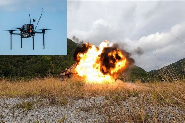 U.S. Marines with III Marine Expeditionary Force conduct a live attack drone demonstration at Camp Schwab, Okinawa, as part of a competition designed to certify operators and instructors in small unmanned strike systems, strengthening III MEF lethality and readiness for future Indo-Pacific combat operations (Picture source: U.S. DoW).