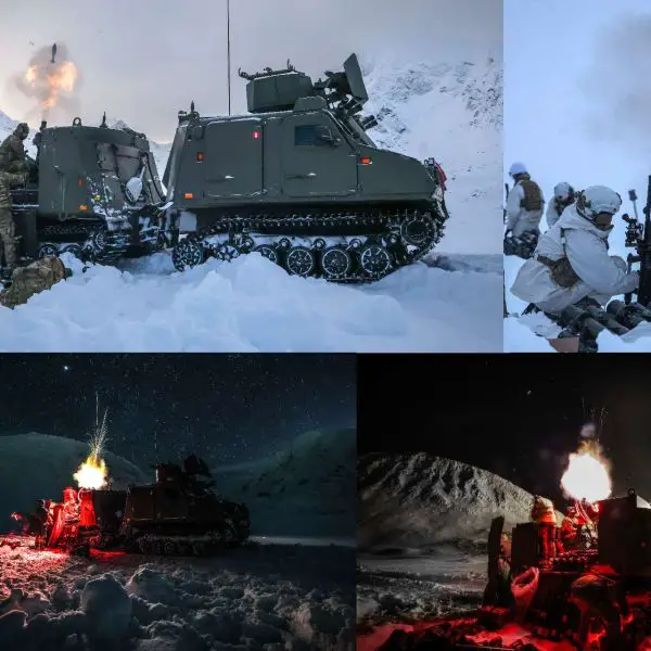 Royal Marines conducted live 81mm mortar fire from Viking and BV206 tracked vehicles in Arctic Norway, demonstrating mobile commando fire support tailored for NATO operations in the High North (Picture Source: Royal British Marines)