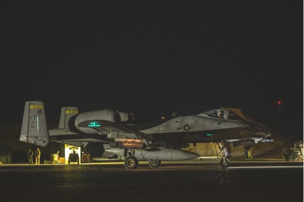 A U.S. Air Force A-10 Thunderbolt II taxis on the runway at a forward base in the U.S. Central Command area of responsibility on December 19, 2025, preparing for strike missions over central Syria as part of Operation Hawkeye Strike.