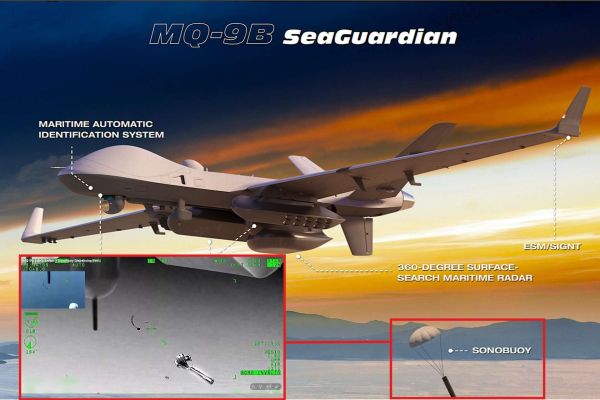 General Atomics’ MQ-9B SeaGuardian has taken a tangible step toward unmanned anti-submarine patrols after a U.S. Navy test doubled its sonobuoy load and demonstrated networked acoustic sensing from an uncrewed aircraft (Picture Source: General Atomics)