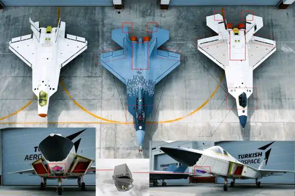 Turkish Aerospace Industries released new footage of its KAAN fighter showing three prototypes, P0, P1 and P2, signaling a shift from a single demonstrator to a structured multi-aircraft flight test program aimed at advancing Türkiye’s indigenous fifth-generation combat capability (Picture Source: Turkish Aerospace Industries / Aselsan)