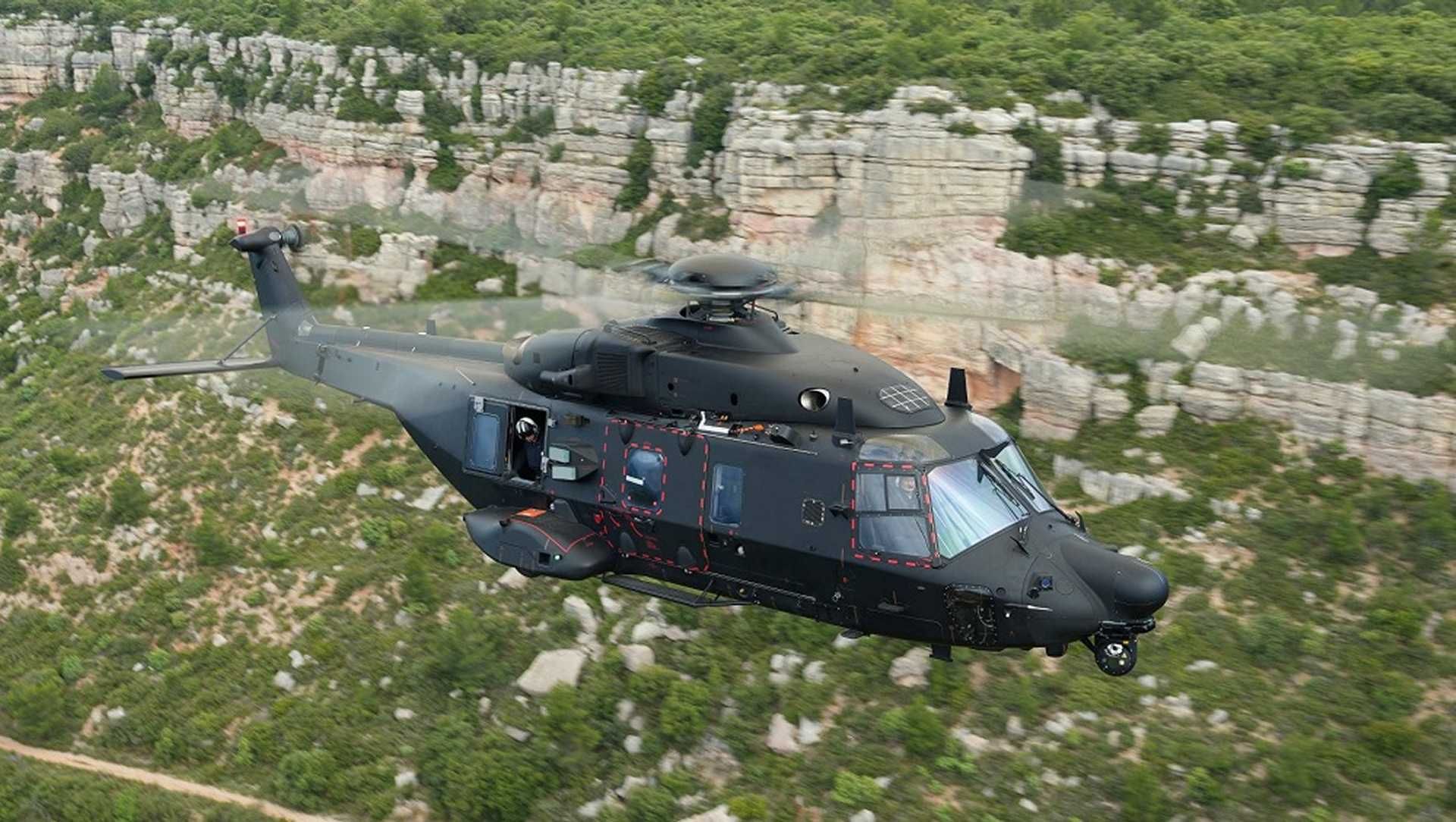 Key features of the NH90 TTH TFRA Standard 2 helicopter include a quick-removable door system, a fast-rope insertion and extraction beam, enlarged external fuel tanks, side-mounted machine guns, and an upgraded sensor suite. (Picture source: French MoD)
