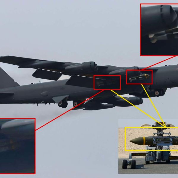 U.S. Air Force B-52H bombers deploying GBU-31 JDAMs from RAF Fairford signal a shift from stand-off missile strikes to direct precision attacks on hardened ground targets (Picture source: Lee Hathaway on X)