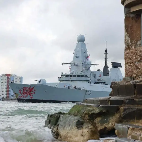 HMS Dragon deploys to the Eastern Mediterranean to strengthen British air and missile defense around Cyprus, bringing advanced Sea Viper interception capability to protect RAF Akrotiri against growing drone and missile threats (Picture source: UK Royal Navy).