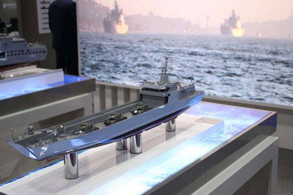 TAIS Shipyards’ LCT-80 Landing Craft Tank on display at DSA 2026 in Kuala Lumpur, showcasing Türkiye’s 80-meter amphibious platform designed to land tanks, troops, and mission cargo directly onto austere shores (Picture source: Army Recognition Group).