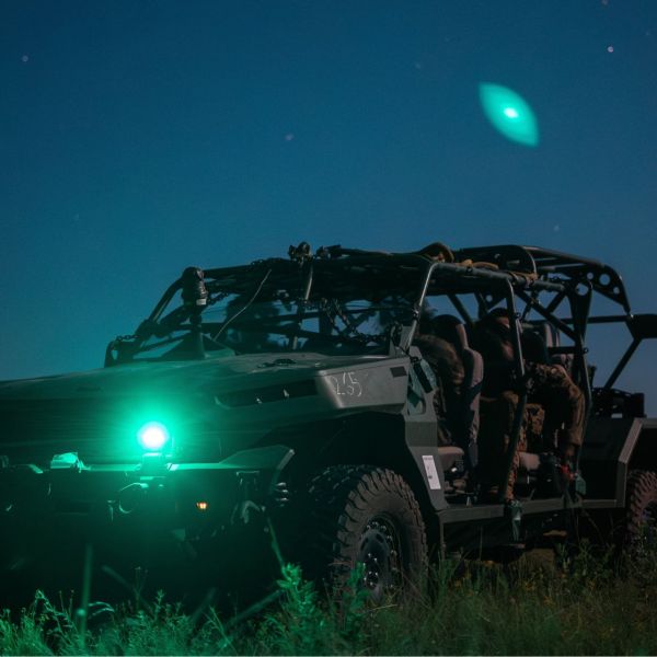 Soldiers from the 2nd Mobile Brigade Combat Team, 101st Airborne Division (Air Assault), start their Infantry Squad Vehicle after a UH-60 Black Hawk drop at the Joint Readiness Training Center, Fort Johnson.
