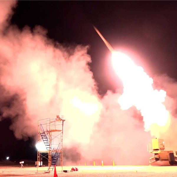 A THAAD interceptor launches during a high-altitude flight test, demonstrating its hit-to-kill capability against ballistic missile threats. The test highlights the system's precision and reliability as Lockheed Martin prepares to quadruple annual production under a new agreement with the Department of War.
