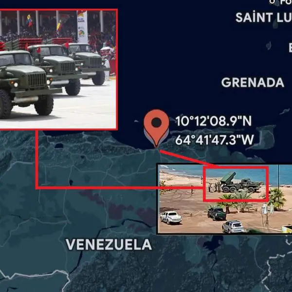 The BM-21 Grad, a truck-mounted 122 millimeter multiple rocket launcher with forty tubes clustered in a metal rack on the back of a military truck, looks compact but menacing, built to ripple fire salvos that can blanket targets across the shoreline and out to sea (Picture Source: Venezuelan MoD / X-channel:@Arr3ch0)