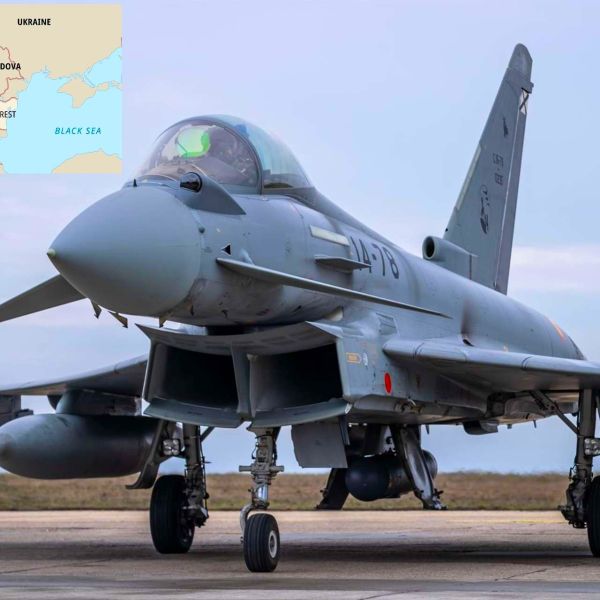NATO deployed three Spanish Eurofighter Typhoons and an A400M to Romania’s Mihail Kogălniceanu Air Base, reinforcing Black Sea air policing and Eastern Flank deterrence amid heightened Russian activity near Alliance territory (Picture Source: NATO)