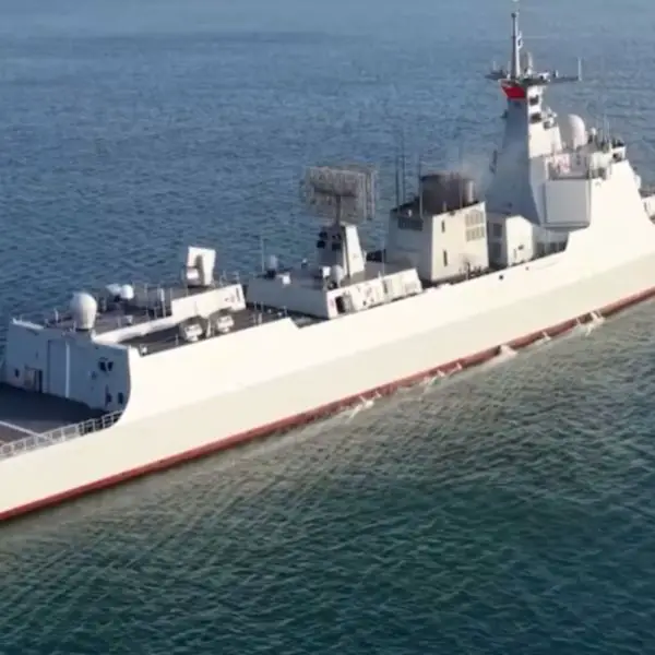 Displacing around 7,500 tons at full load, the Type 052D is designed for sustained blue water operations and high-speed maneuvering, with a propulsion system enabling speeds exceeding 30 knots. (Picture source: CCTV)