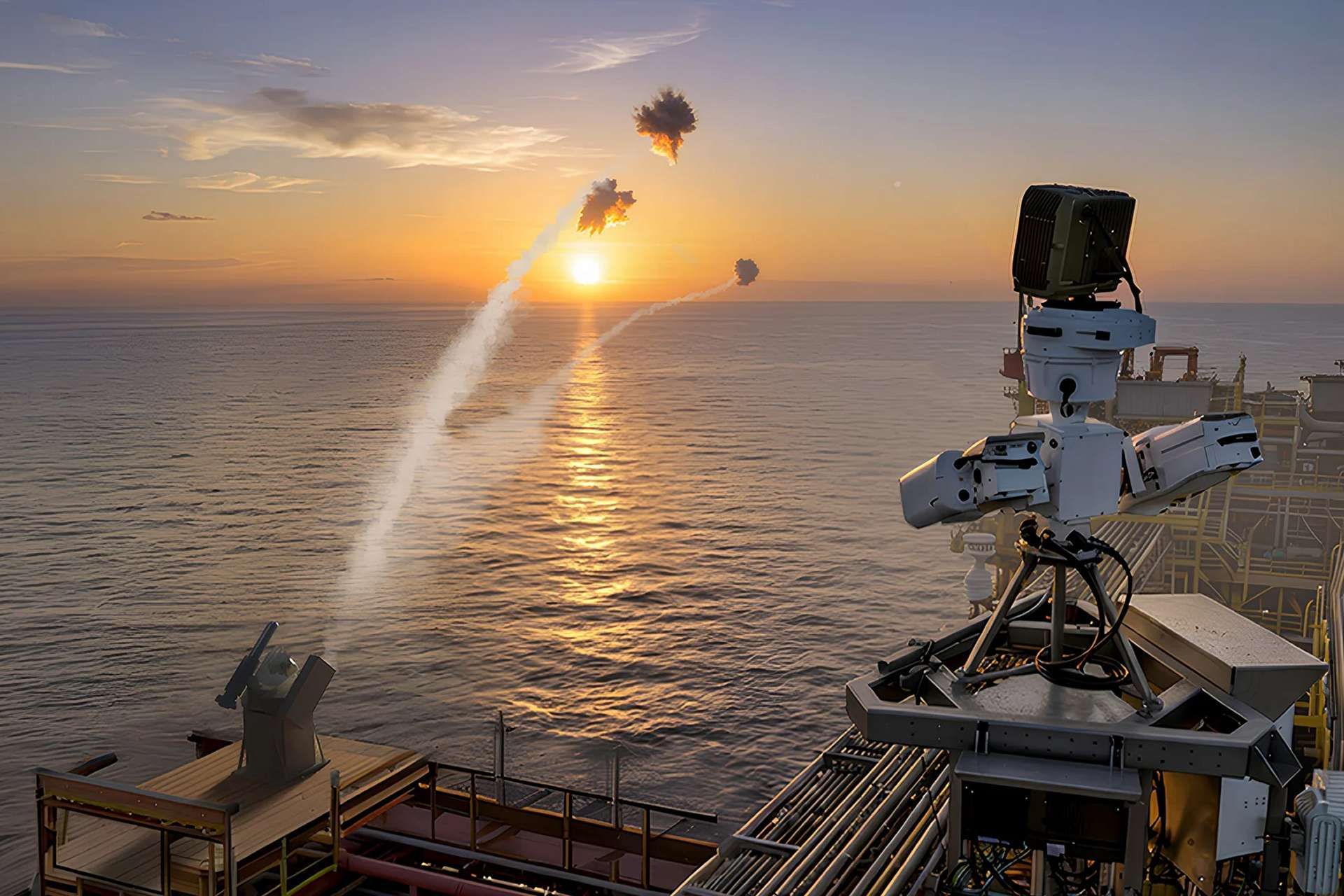 Elbit Systems of America presents Iron Shield, a maritime and homeland counter-UAS defense solution built around the MATR-X X-band AESA radar to detect, track and support engagement of drones, loitering threats and low-flying aerial targets (Picture source: Elbit America).