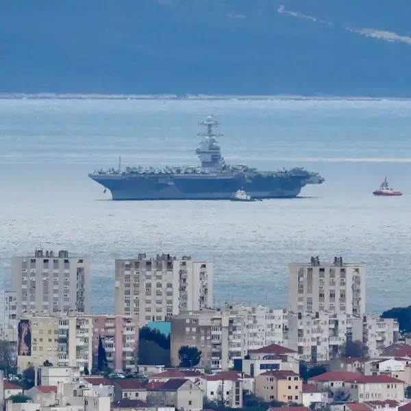 Following initial repair assessments in Souda Bay, Crete, the USS Gerald R. Ford relocated to Croatia to continue maintenance tasks with support from Carrier Strike Group Twelve and regional technical teams. (Picture source: Twitter/NationalIndNews)