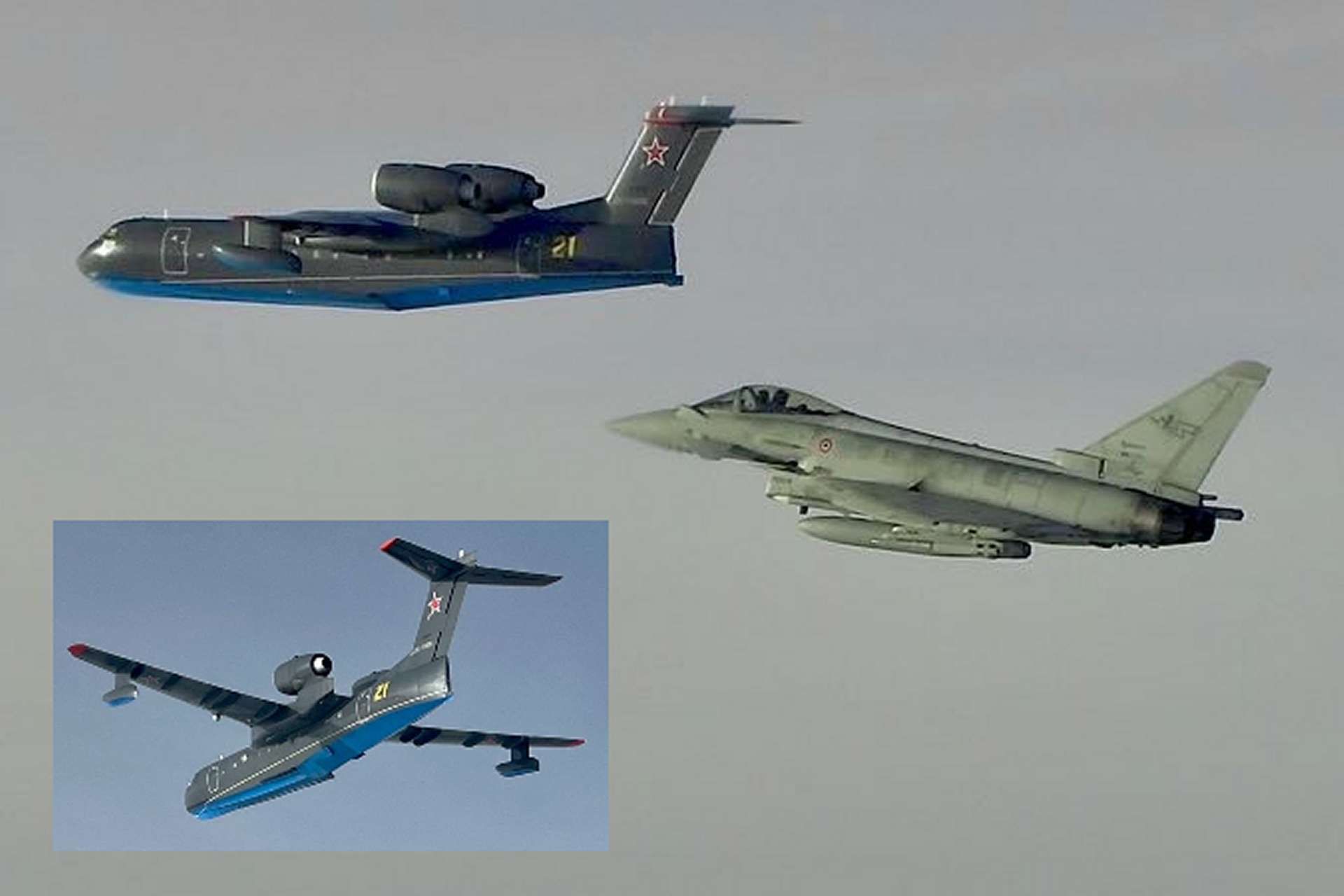 Italian Eurofighter Typhoons deployed from Estonia were scrambled by NATO to safely identify a Russian Beriev Be-200 flying near monitored Baltic Sea airspace (Picture Source: NATO)