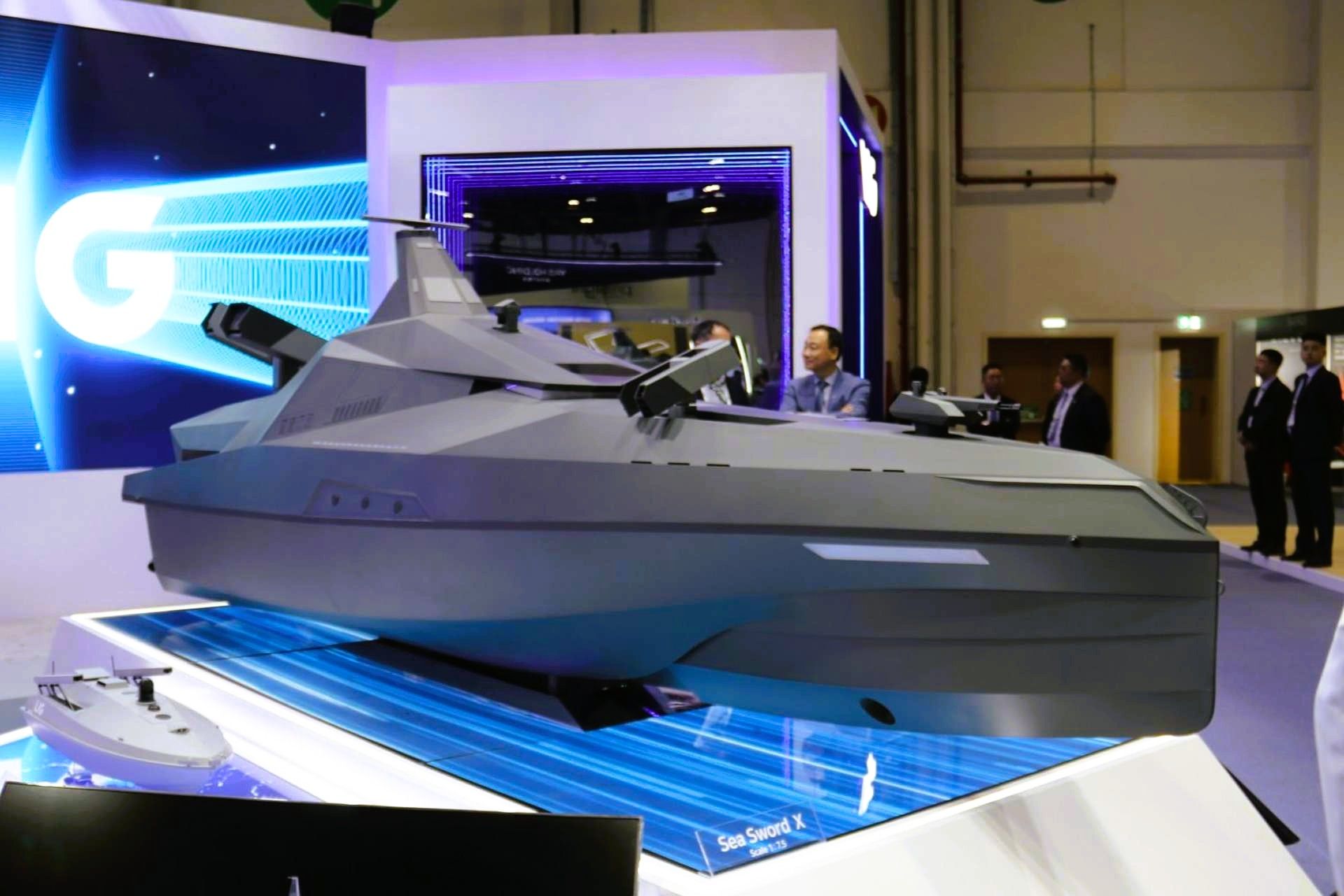LIG Nex1’s Sea Sword-X combat unmanned surface vessel is making its Gulf debut at UMEX 2026 in Abu Dhabi, highlighting how regional navies are accelerating interest in armed, networked naval drones for littoral operations (Picture Source: Army Recognition Group)