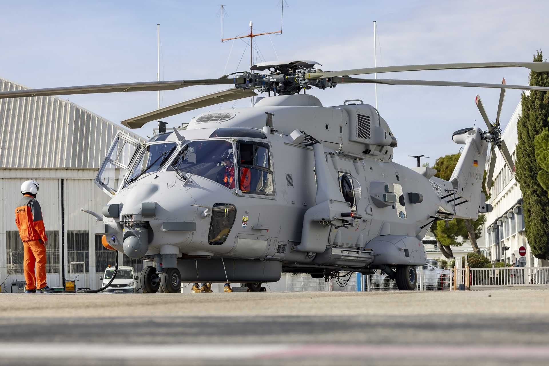 The integrated systems on the NH90 Sea Tiger allow for simultaneous sonar operation, radar surface scanning, and electronic support measures within a single sortie, providing a unified tactical picture to the crew. (Picture source: Airbus)