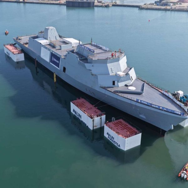 HMS Active, the Royal Navy’s second Type 31 frigate, has reached the float-off stage at Rosyth, marking a key milestone in Britain’s effort to field a new class of flexible, modern warships to replace aging Type 23 frigates (Picture source: UK MoD).