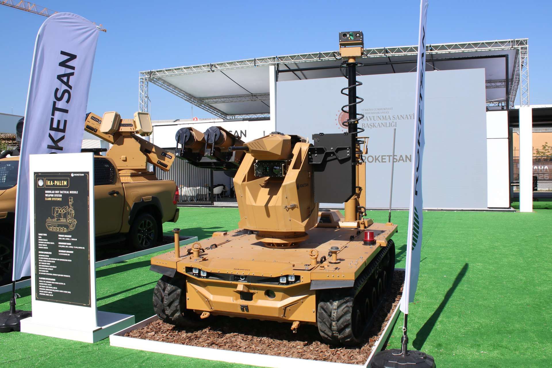 At SAHA Expo 2026 in Istanbul, ROKETSAN unveiled the İKA-PALEM missile-carrying unmanned ground vehicle, a remotely operated anti-armor system designed to give NATO forces precision strike capability while reducing troop exposure on contested battlefields (Picture Source: Army Recognition Group)