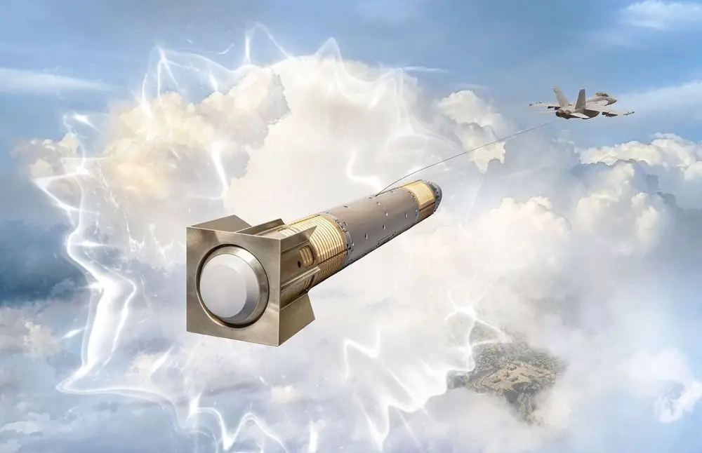 BAE Systems radio frequency countermeasures protect fighter aircraft by deploying a towed decoy that replicates and exaggerates the aircraft’s radar signature, misleading radar-guided missile seekers during the final engagement phase and significantly improving survivability against modern, networked air defense systems (Picture source: BAE Systems).