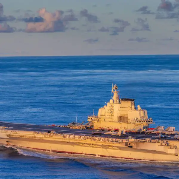 China’s aircraft carrier Liaoning sails in the Western Pacific during a carrier strike group deployment that included the Type 054B frigate Luohe for the first time. (Picture source: China Military)