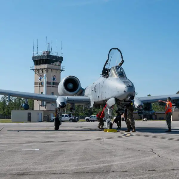 On Nov. 19, 2025, U.S. Air Force Airmen from the 23d Wing perform post-flight inspections on an A-10C Thunderbolt II as part of Integrated Combat Turns during exercise Mosaic Tiger 26-1 at Avon Park Air Force Range, Florida.