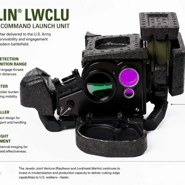 The Lightweight Command Launch Unit (LWCLU) is the U.S. Army’s next-generation launcher for the Javelin anti-tank missile system, designed to improve infantry mobility, target detection range, and day-and-night battlefield engagement capability while reducing weight and size for dismounted soldiers.