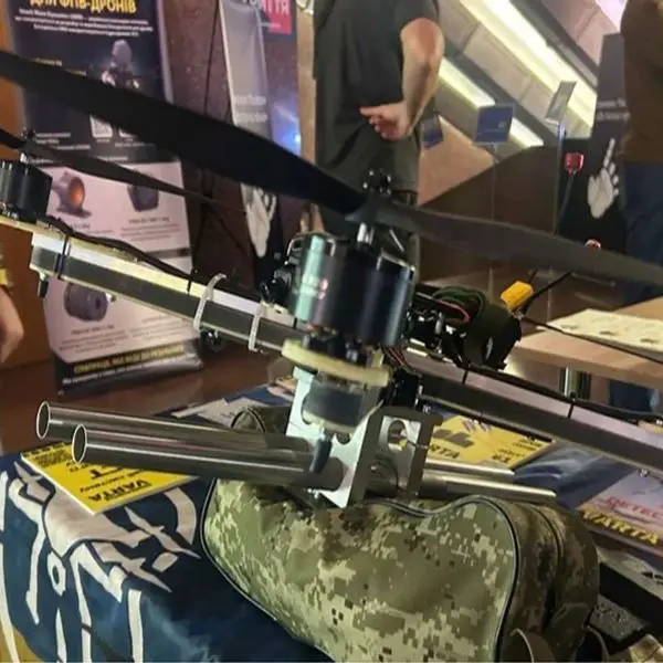 Varta’s DroneHunter is a modular interceptor drone with a 12-gauge shotgun module that uses AI-assisted targeting to track and shoot down hostile FPV and reconnaissance drones at close range over frontline units (Picture source:  Ukrainska Pravda)