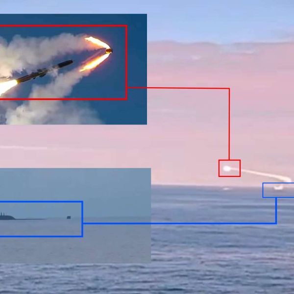 Russia's newest Project 885M Yasen-M submarine, Arkhangelsk, demonstrated its Arctic maritime strike capability by launching an Oniks supersonic anti-ship missile from a submerged position in the Barents Sea and successfully hitting a target more than 200 kilometers away (Picture Source: TASS / Edited by Army Recognition Group)