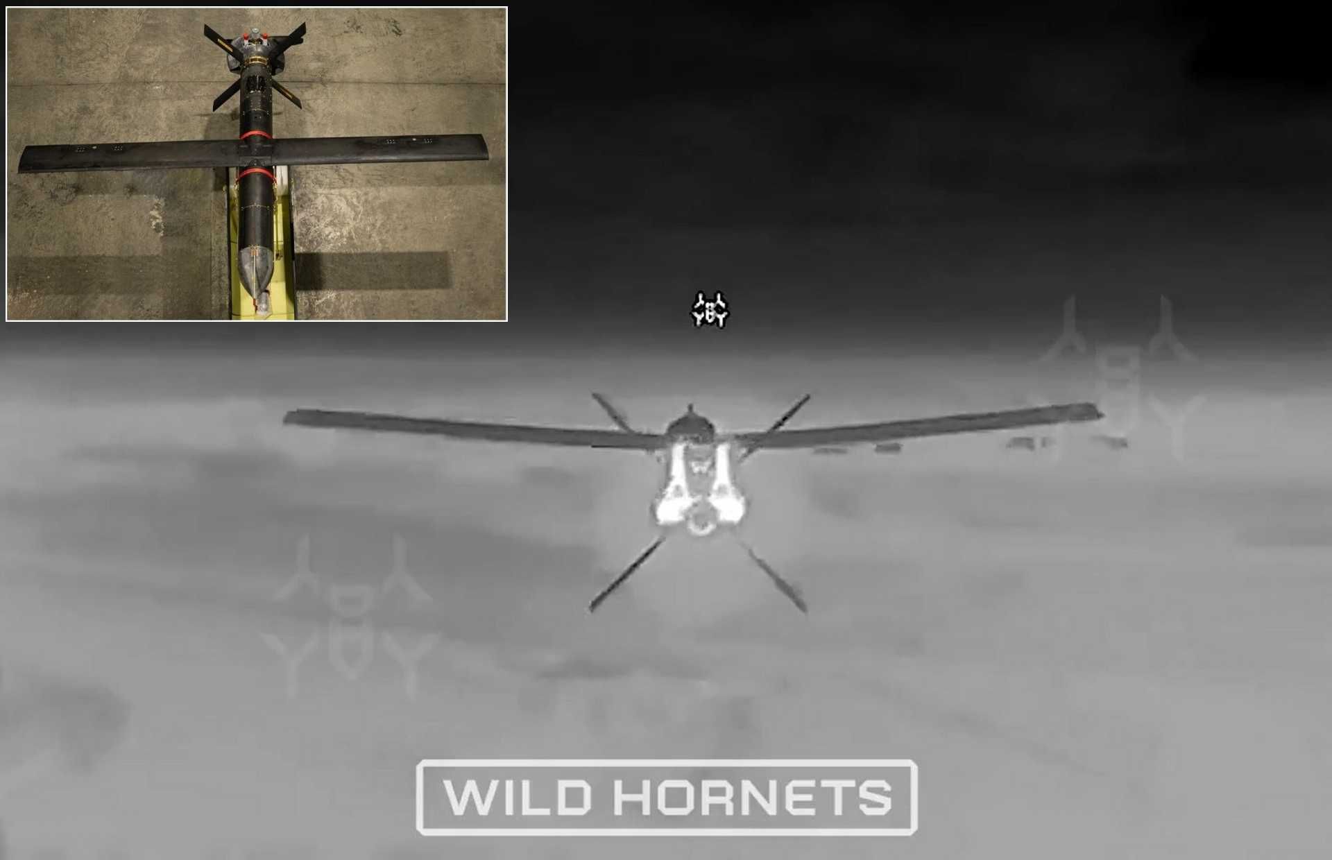 Russia uses the Shahed-107 primarily to strike targets 100 to 300 kilometers behind the Ukrainian front line, making it suitable for attacks on logistics hubs, fuel depots, command posts, air defense systems, and infrastructure nodes that are costly to defend continuously. (Picture source: Wild Hornets and Iranian MoD)