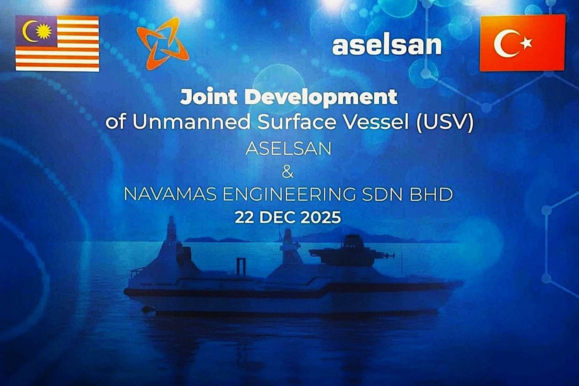 ASELSAN and Malaysian shipyard NAVAMAS have signed a teaming agreement to develop a mission-ready unmanned surface vessel for Malaysia’s Navy and maritime enforcement agency, aiming to expand long-endurance maritime surveillance and patrol coverage (Picture Source: Social Media)