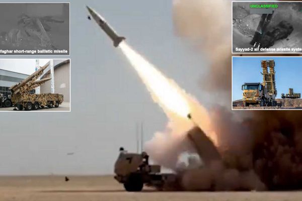 U.S. M142 HIMARS launches an ATACMS long-range tactical missile (left). Army Recognition strike analysis (right) identifies the destruction of what appears to be an Iranian Zolfaghar short-range ballistic missile and components of a Sayyad-2 air defense system during Operation Epic Fury.
