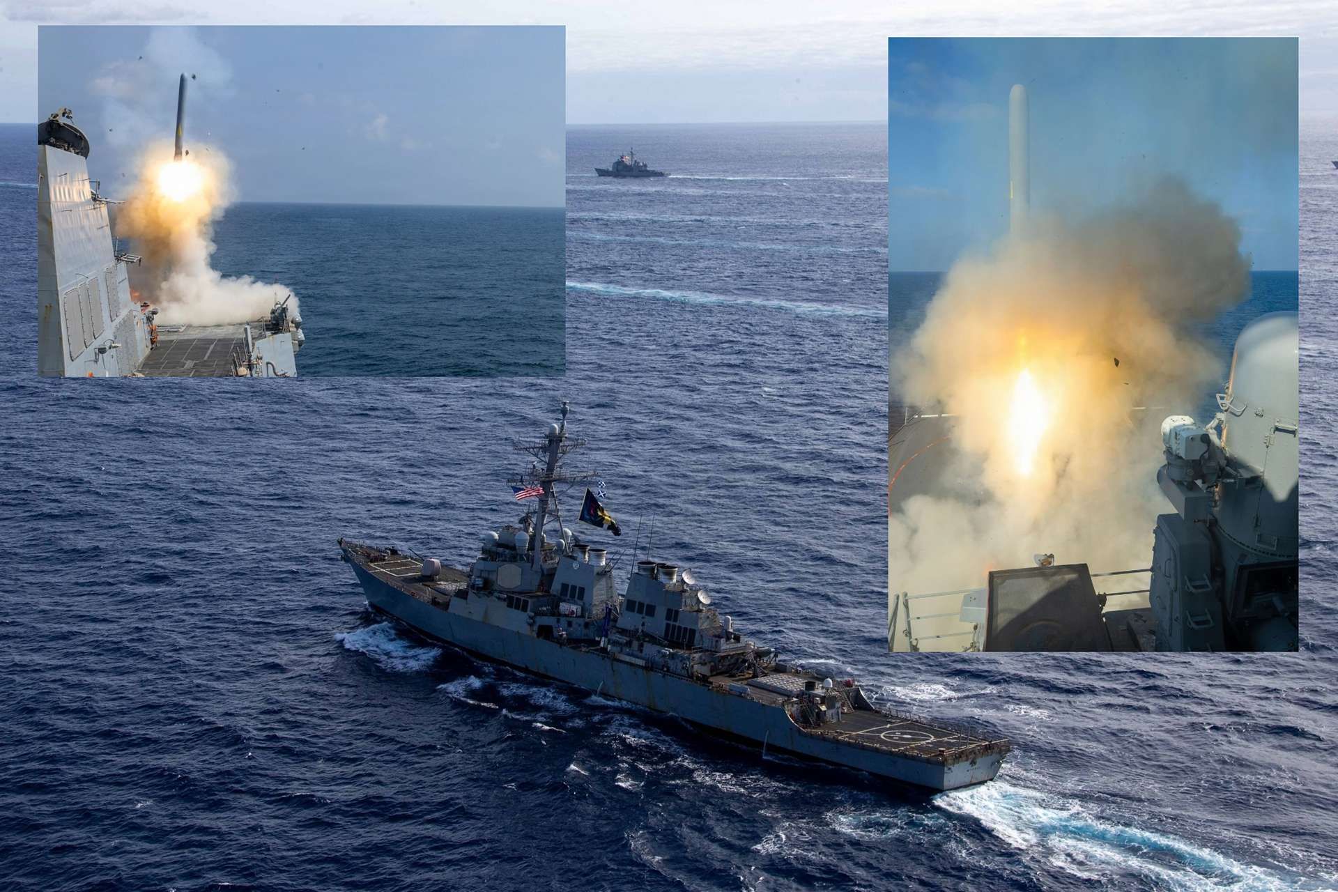 The U.S. Navy has positioned six Arleigh Burke-class guided missile destroyers in the Arabian Sea to conduct sustained long-range Tomahawk strike operations under Operation Fury, expanding distributed maritime firepower in a high-risk regional theater (Picture Source: DVIDS / U.S. Navy)